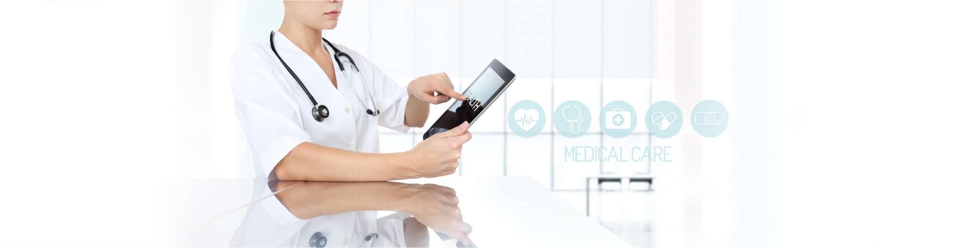 medical staff using the tablet